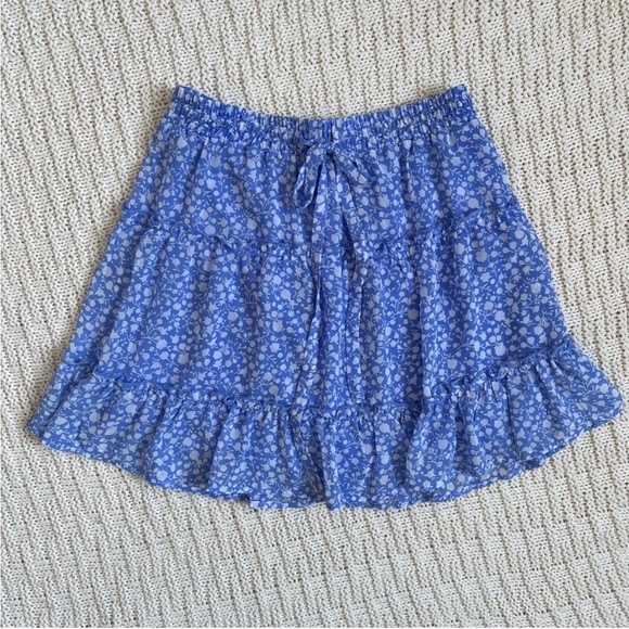 Sienna Sky Dresses & Skirts - SIENNA SKY Floral Mini Skirt Ruffle Layered | Blue & White | Size: S | women